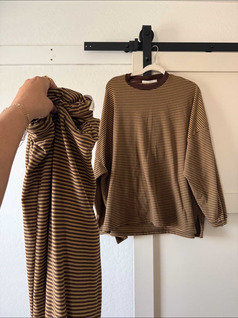 Called To Surf Striped Brown Long-Sleeve Pant Matching Set